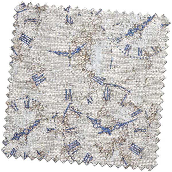 Bill-Beaumont-Whimsical-Clocks-Indigo-Fabric-for-made-to-measure-Roman-Blinds-600x600