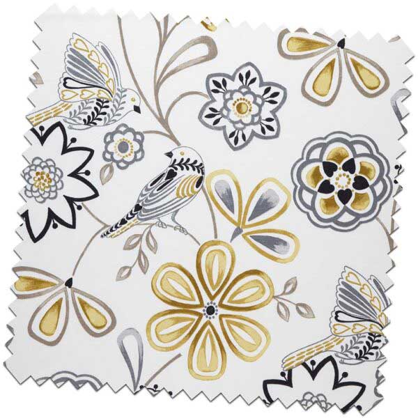 Bill-Beaumont-Whimsical-Love-Birds-Ochre-Fabric-for-made-to-measure-Roman-Blinds-1-600x600